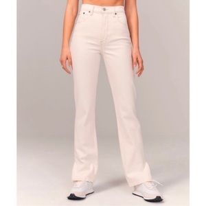 Abercrombie Ultra High Rose 90s Straight Jeans in Cream White - 25 Short